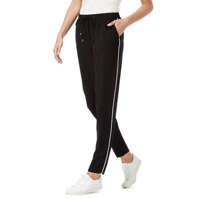 Black piped slim trousers